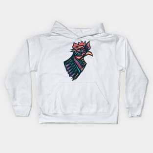 Colorful mexican rooster illustration Kids Hoodie